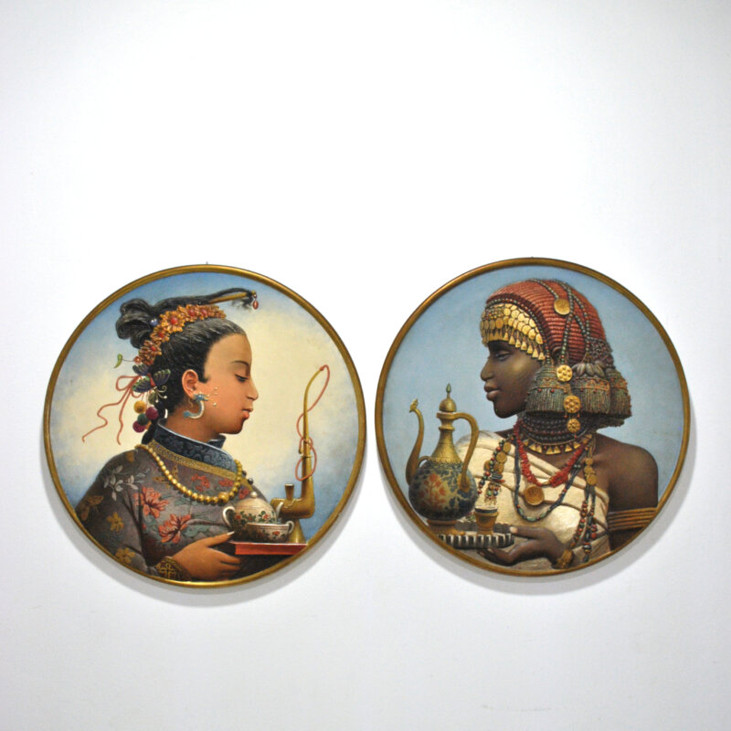 Mascarones rusos cerámica relieve