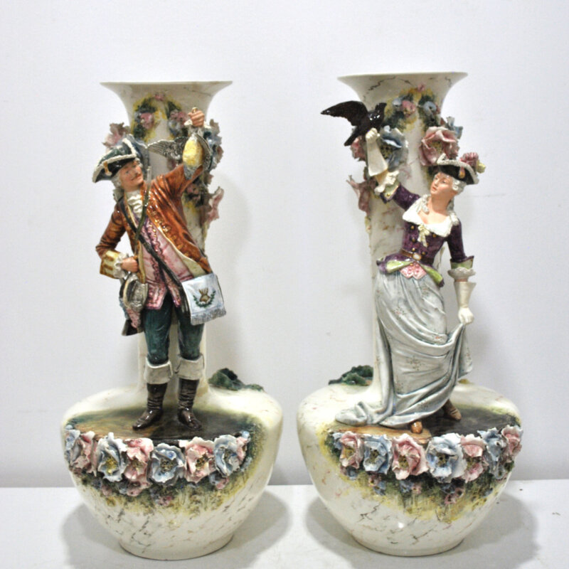 Jarrones grandes antiguos porcelana alemana