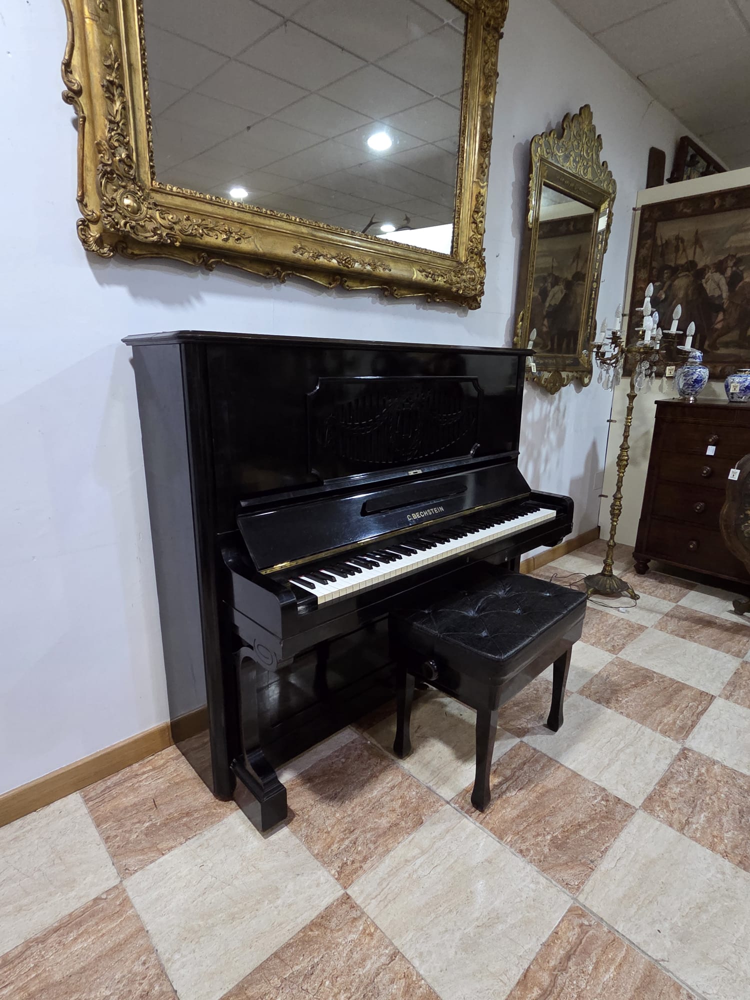 Piano Vertical C. Bechstein Berlín ébano con banqueta - Imagen 2
