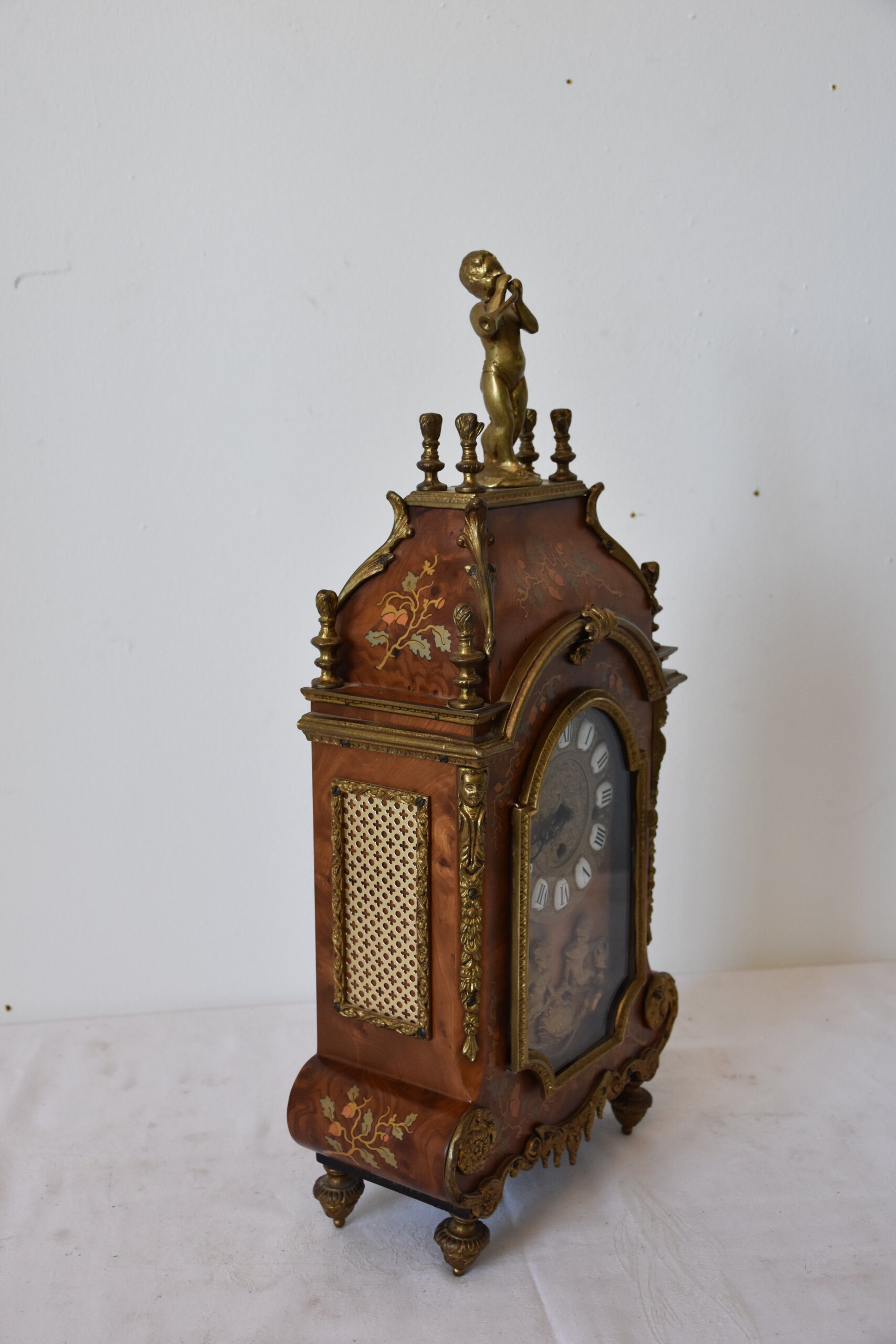 Reloj sobremesa Luis XV marquetería - Imagen 6
