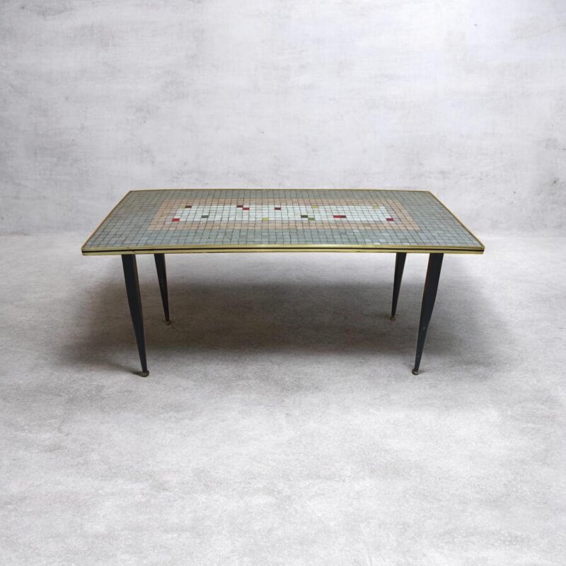 Mesa antigua de centro mosaico Mid Century
