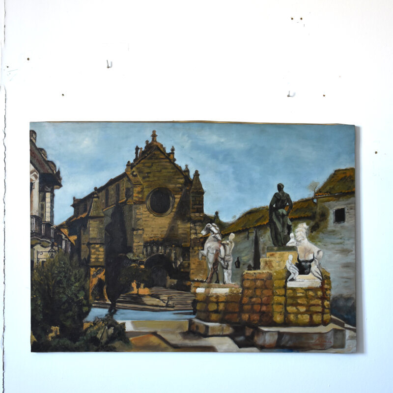 Pintura óleo Plaza de Santa Marina y Monumento a Manolete