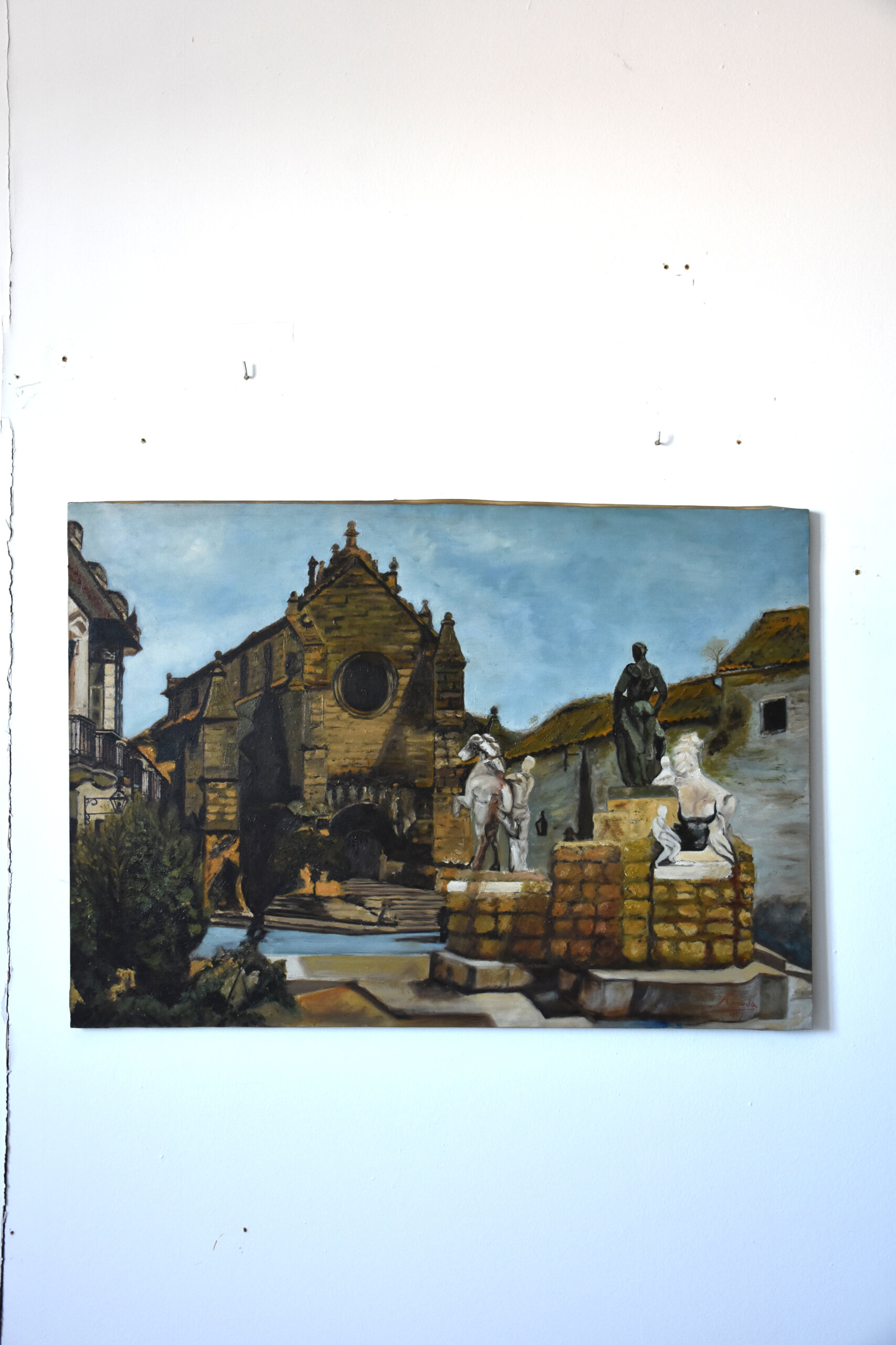 Pintura óleo Plaza de Santa Marina y Monumento a Manolete