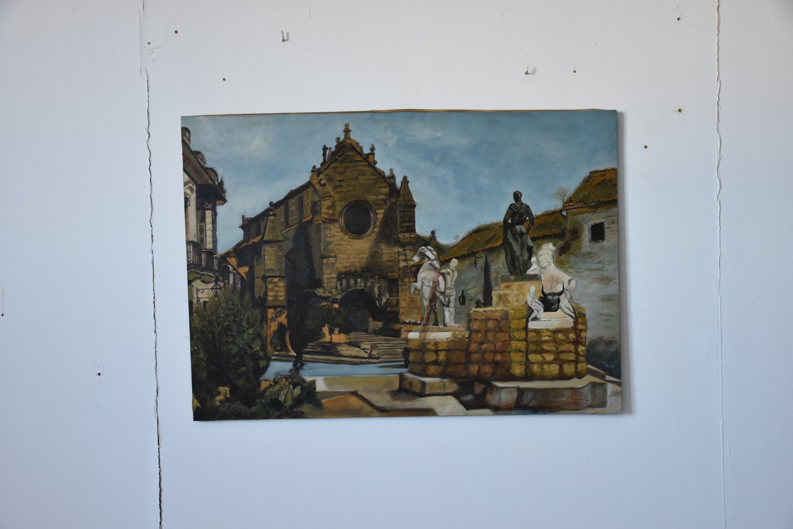 Pintura óleo Plaza de Santa Marina y Monumento a Manolete - Imagen 2