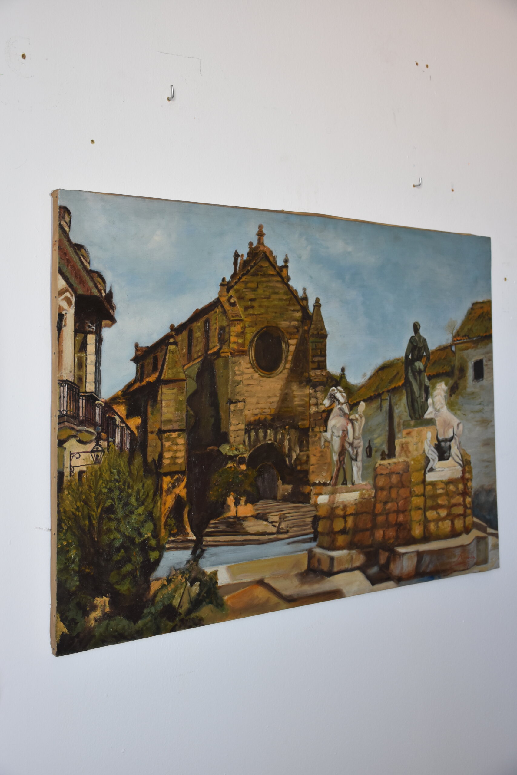 Pintura óleo Plaza de Santa Marina y Monumento a Manolete - Imagen 3