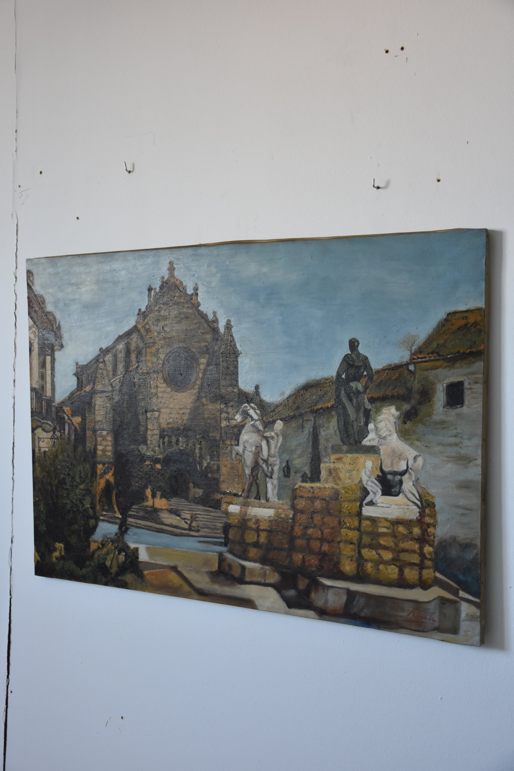 Pintura óleo Plaza de Santa Marina y Monumento a Manolete - Imagen 4