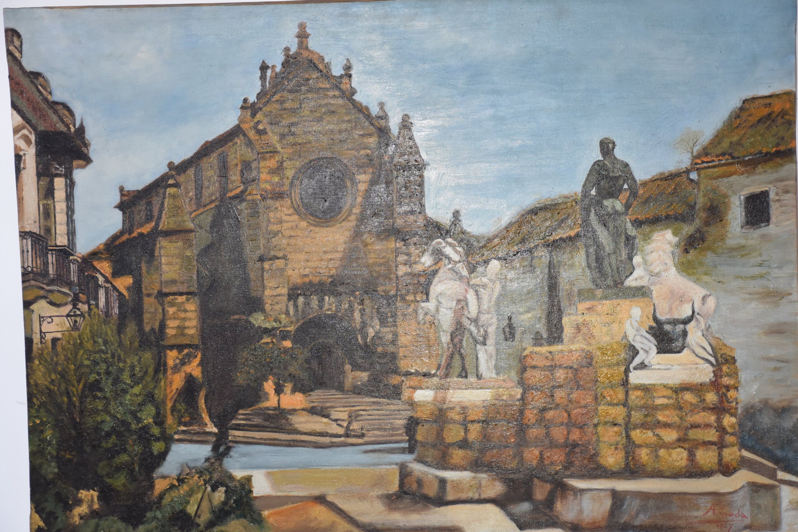 Pintura óleo Plaza de Santa Marina y Monumento a Manolete - Imagen 5