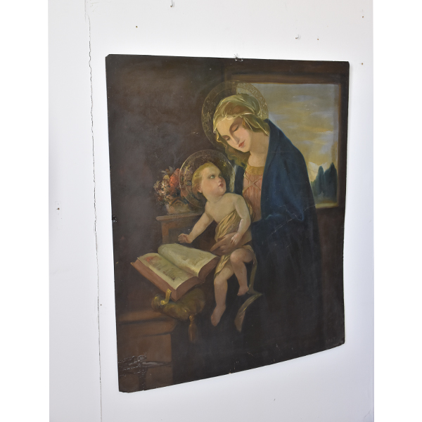 Pintura Virgen Madonna del libro con Niño