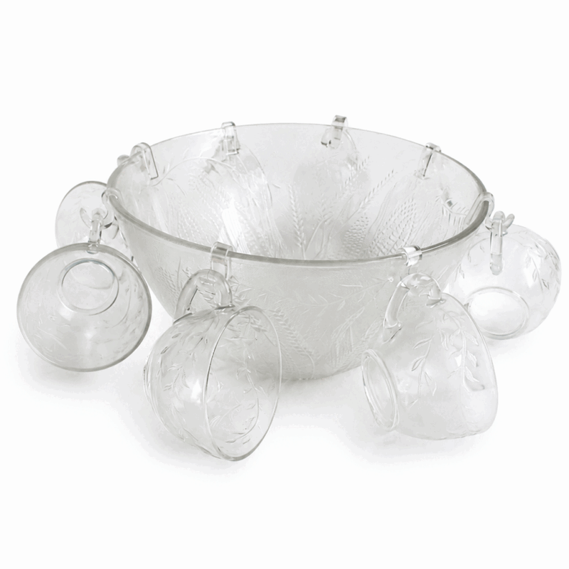 Ponchera de cristal con 8 tazas