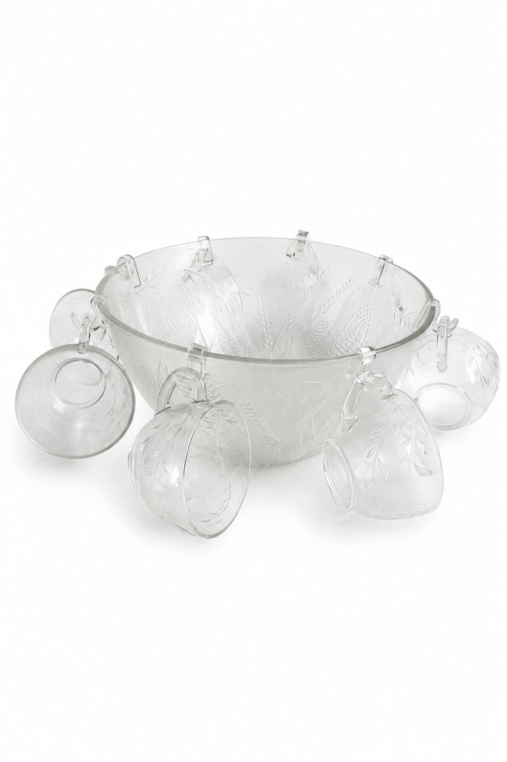 Ponchera de cristal con 8 tazas