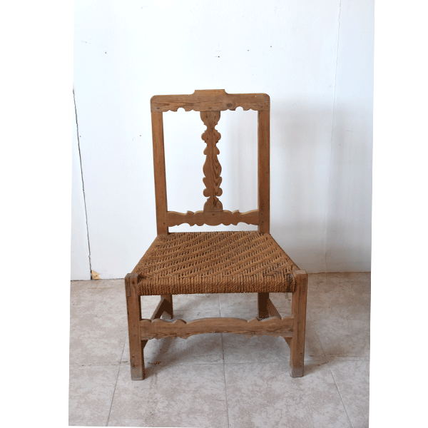 Silla rústica asiento cuerda trenzada