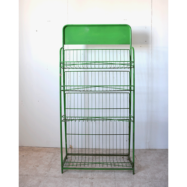 Expositor comercial vintage de metal verde