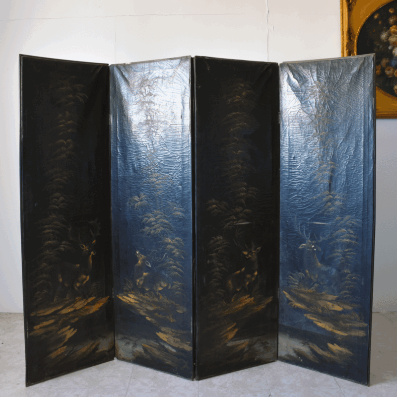 Biombo antiguo pintado al óleo