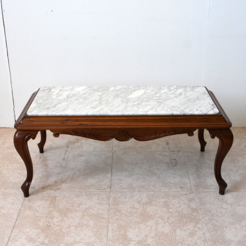 Mesa de centro clásica tapa mármol blanco