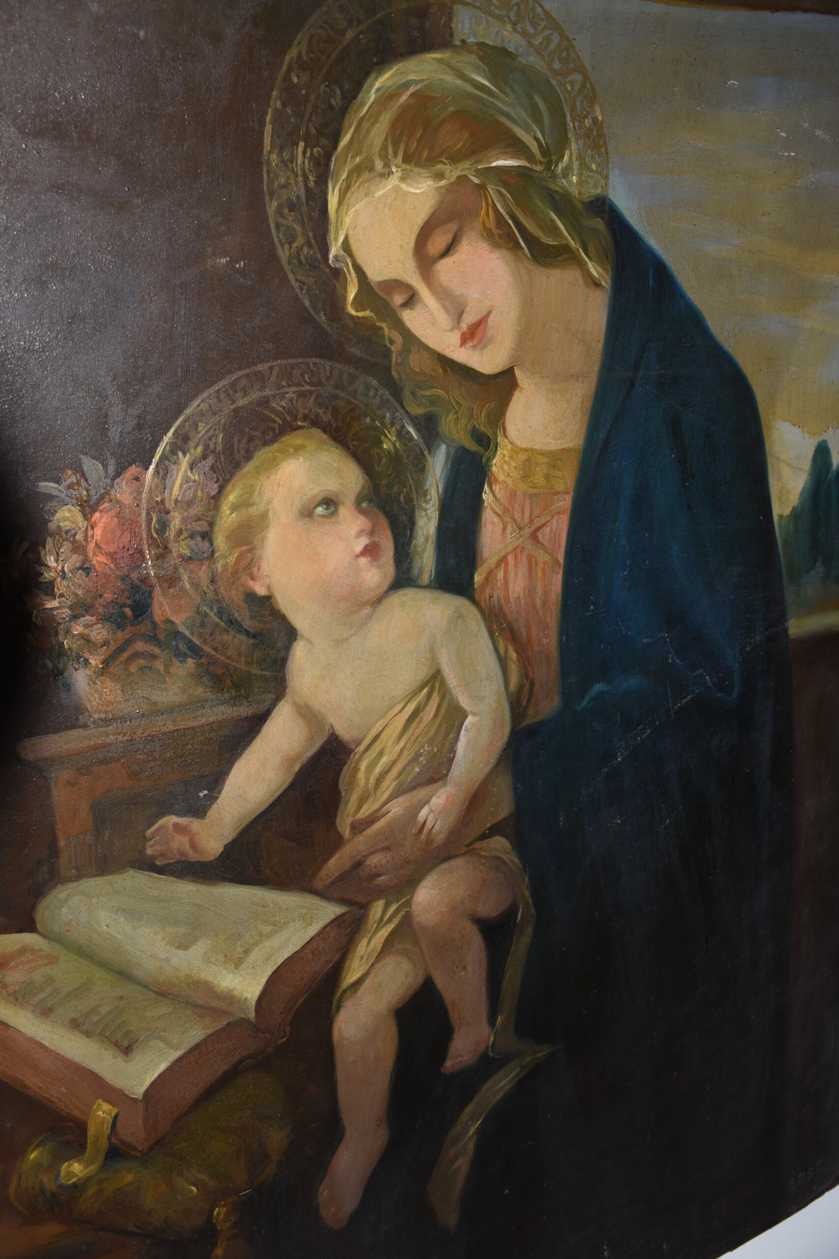 Pintura Virgen Madonna del libro con Niño - Imagen 2