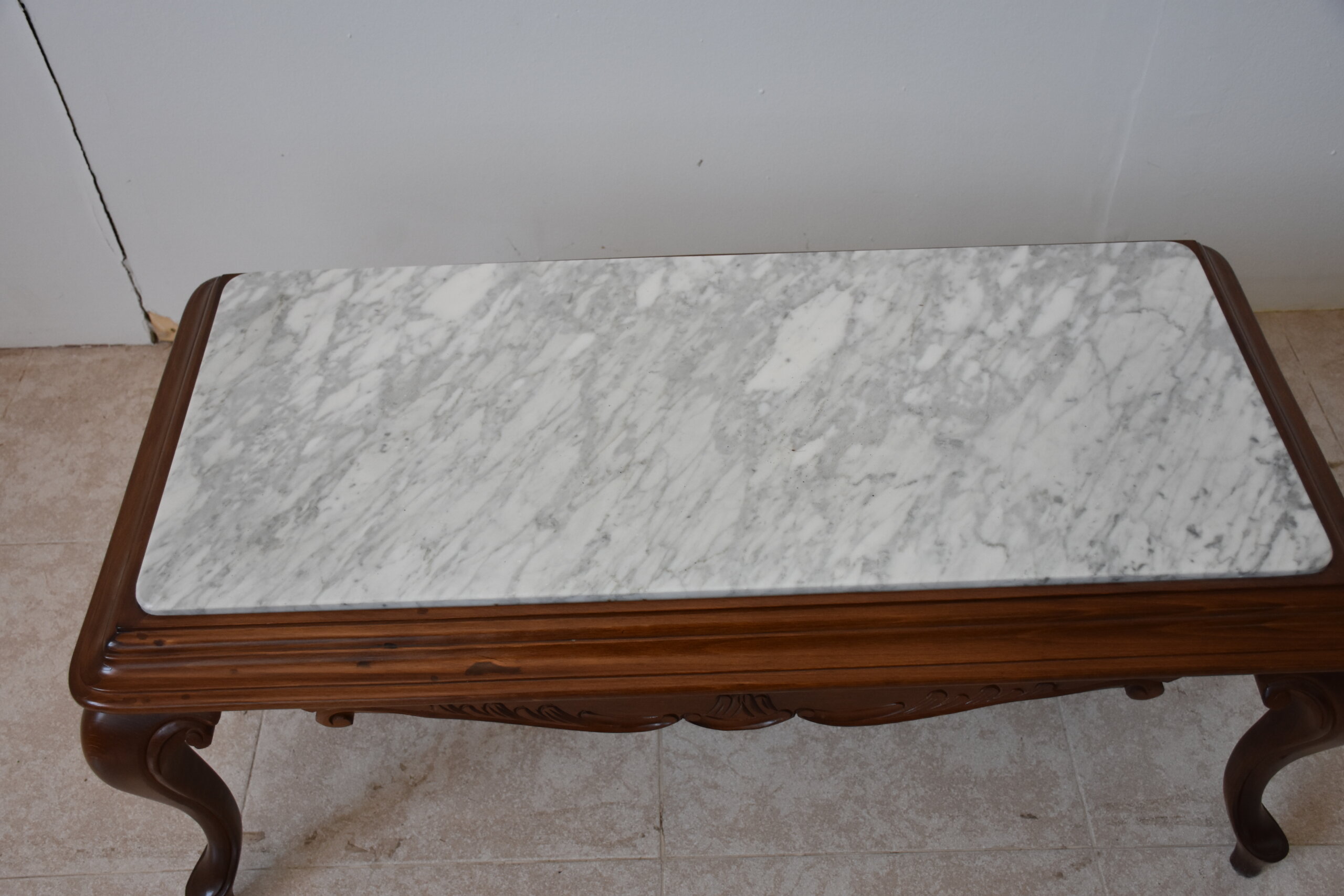 Mesa de centro clásica tapa mármol blanco - Imagen 2