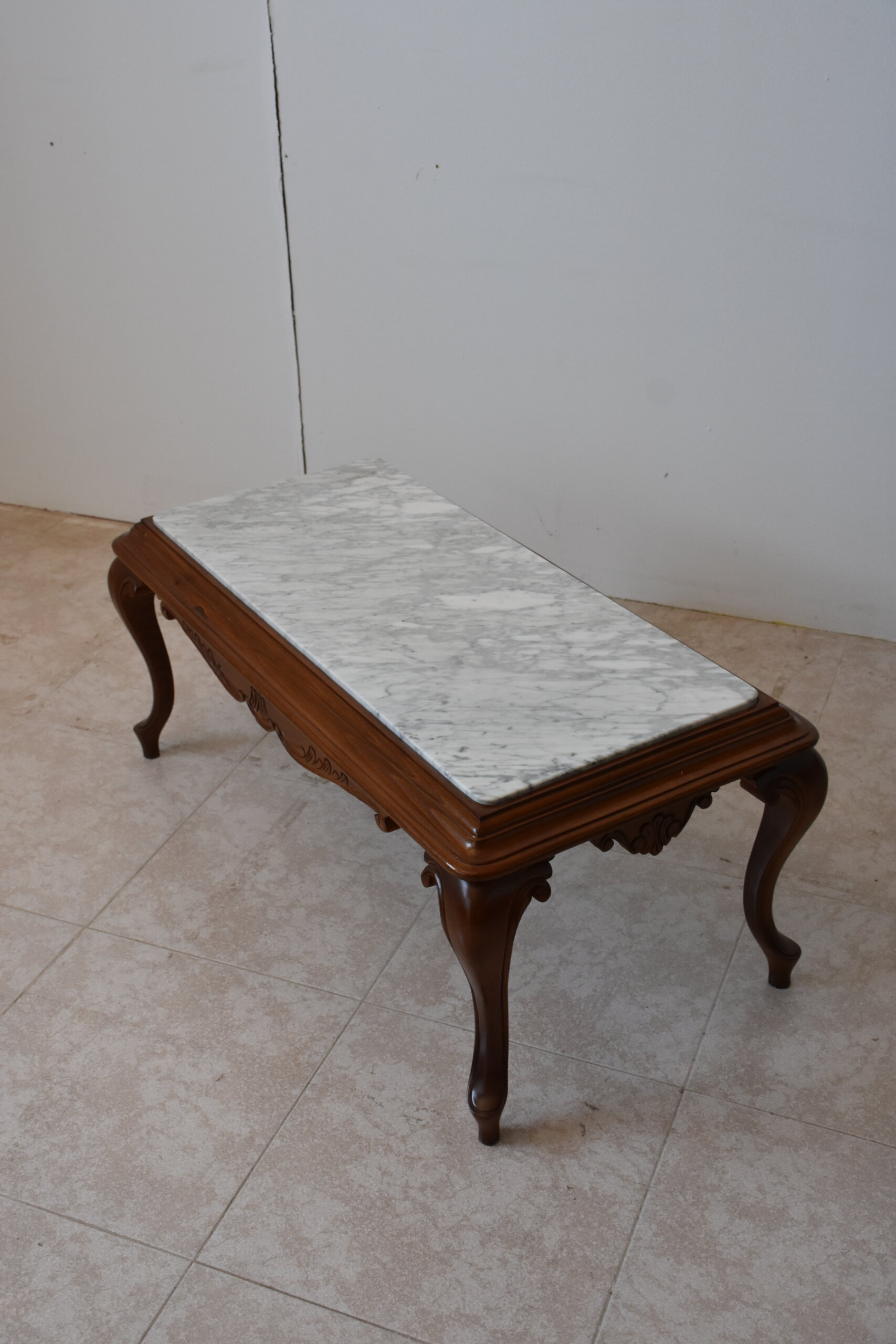 Mesa de centro clásica tapa mármol blanco - Imagen 4