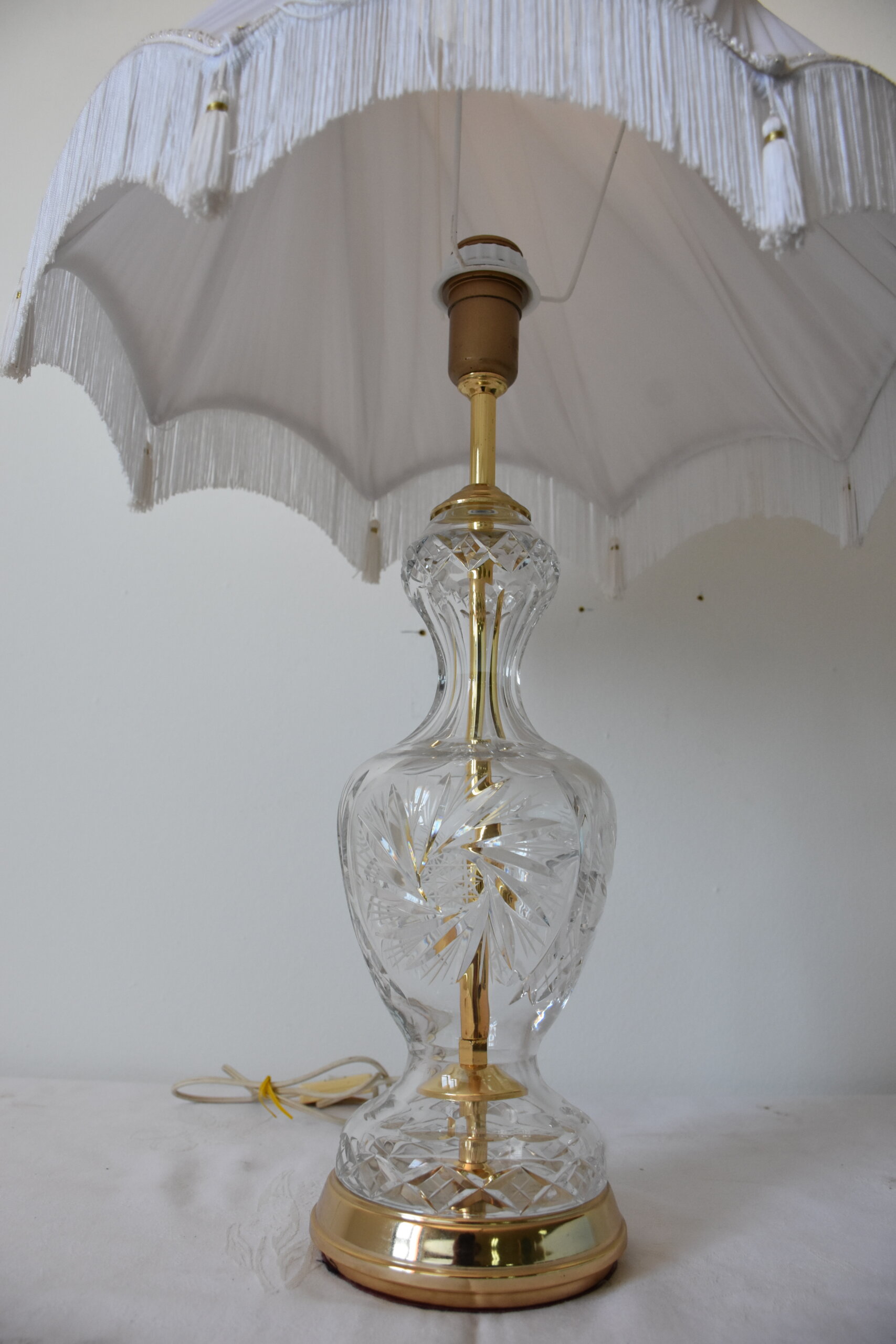Lámpara cristal tallado pantalla flecos - Imagen 6