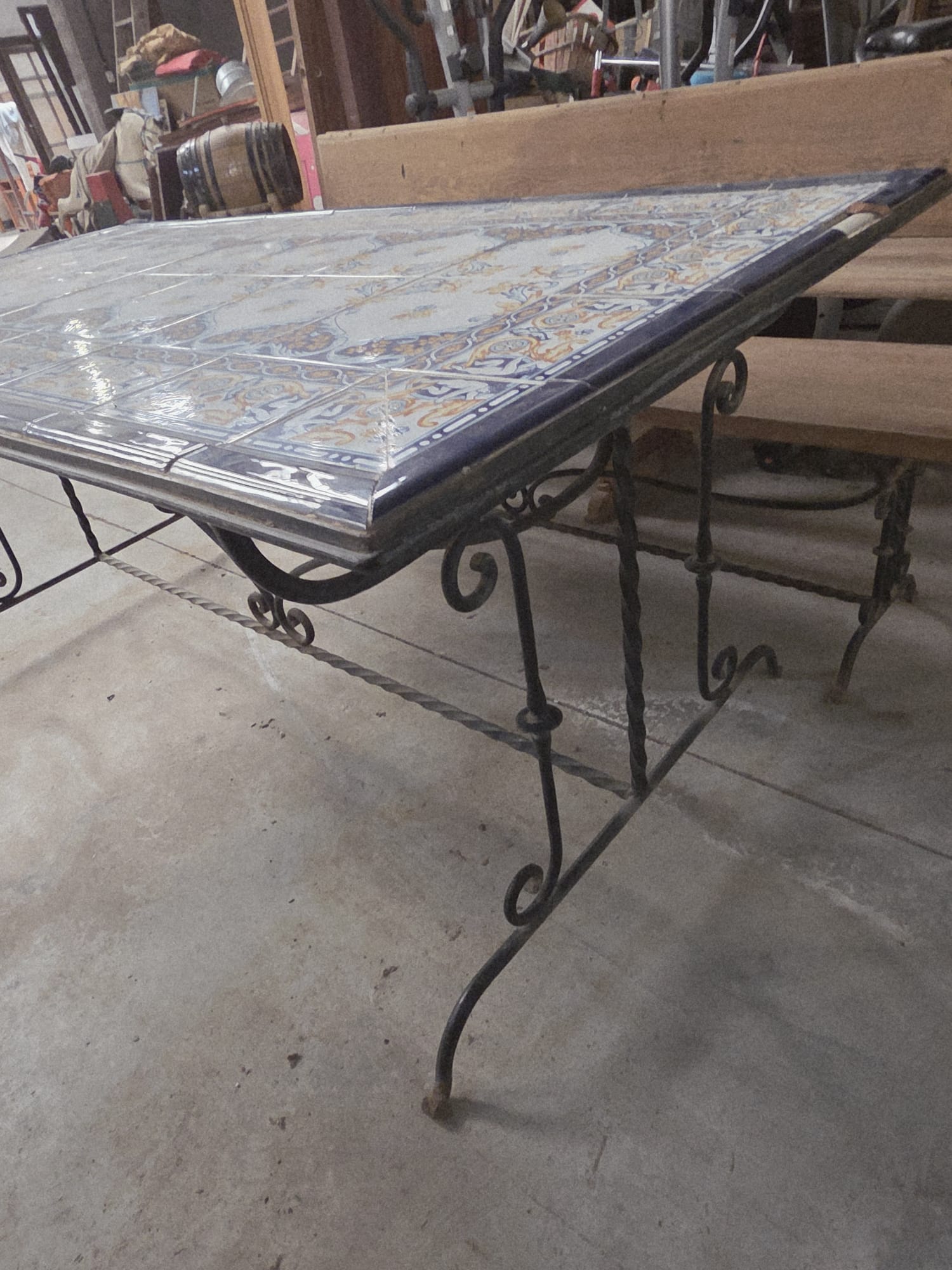 Mesa de hierro y azulejos de cerámica - Imagen 6