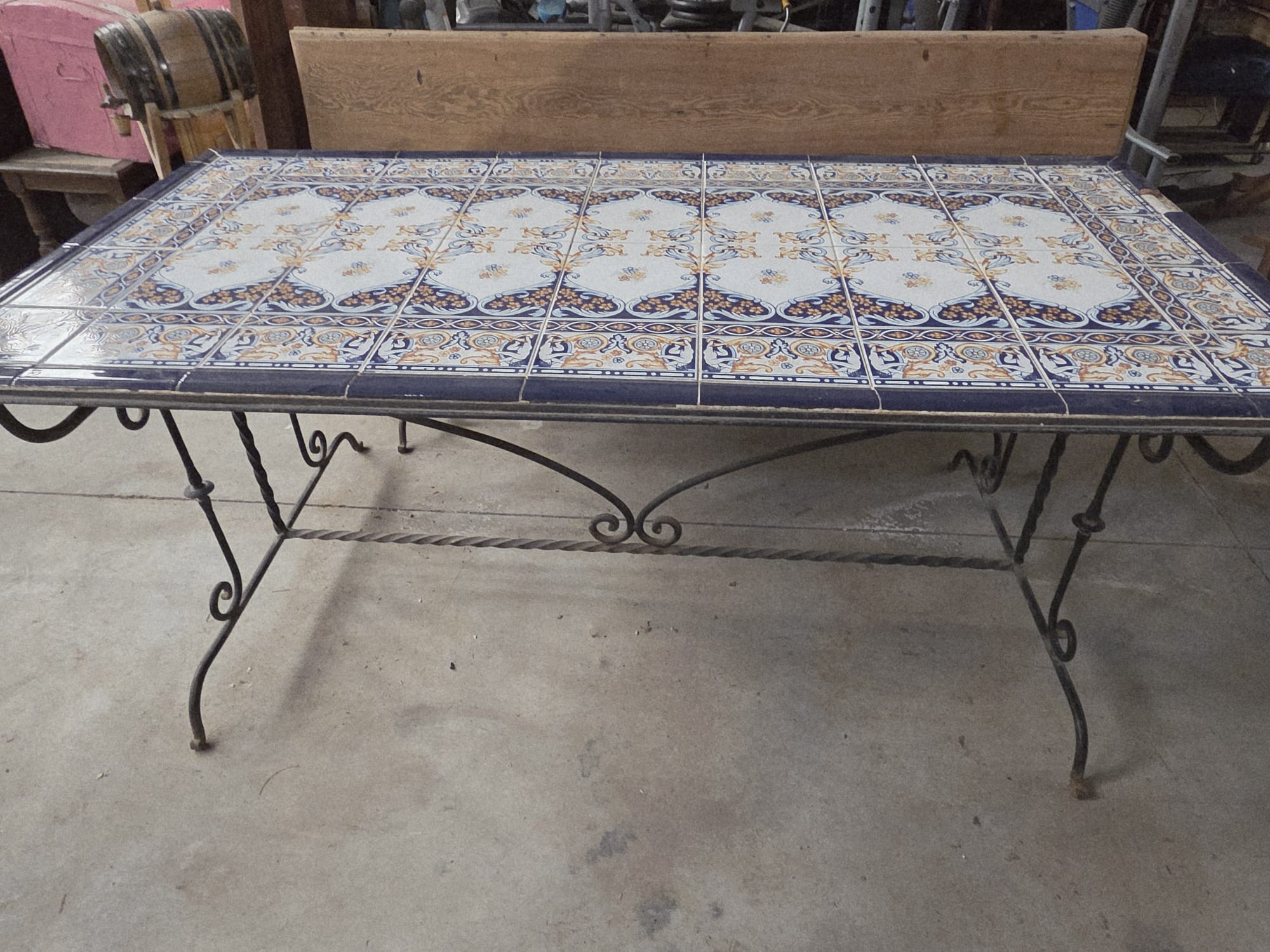 Mesa de hierro y azulejos de cerámica - Imagen 7