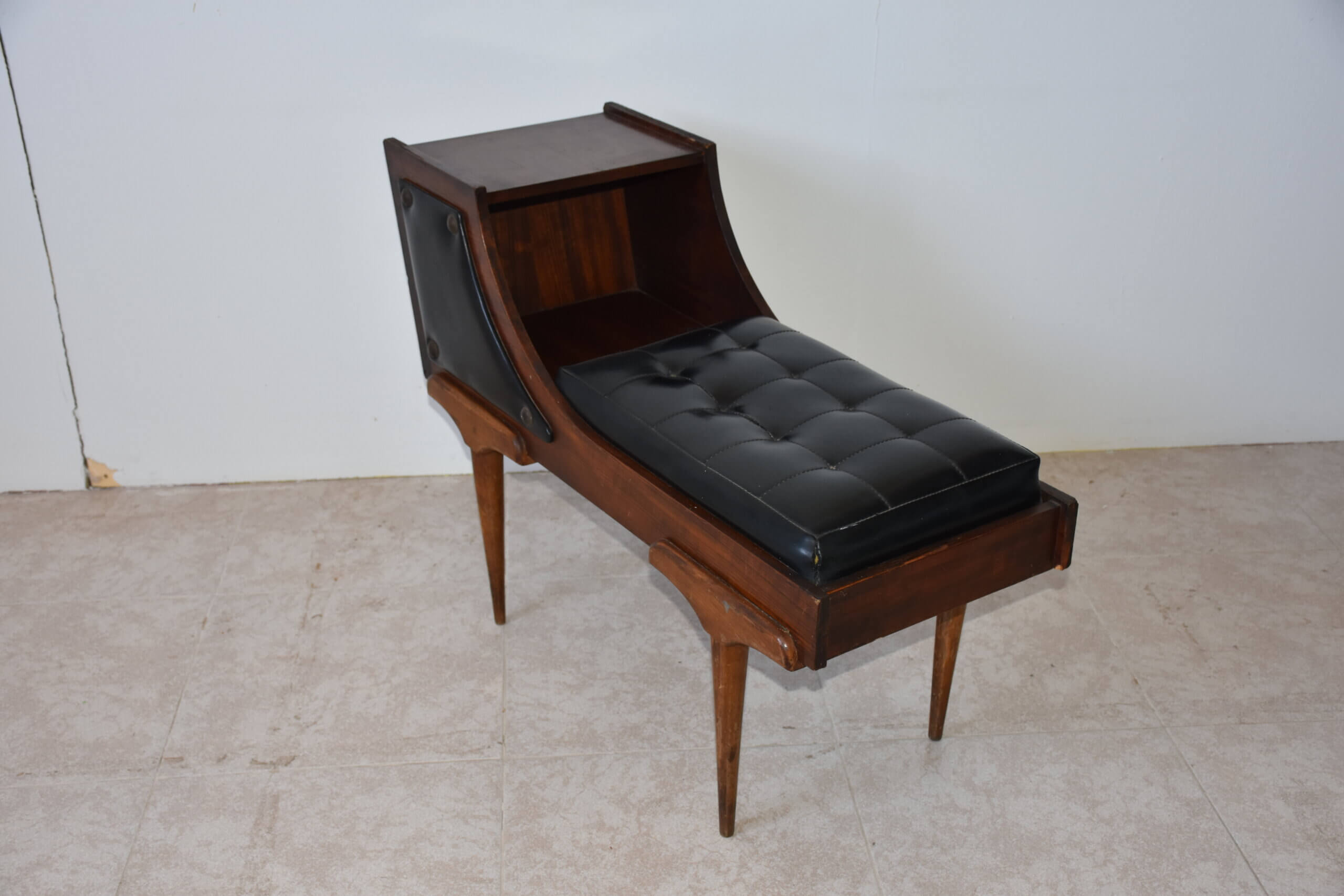 Banqueta telefonera Mid Century capitoné - Imagen 3