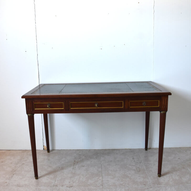 Mesa escritorio cuero verde alas extensibles