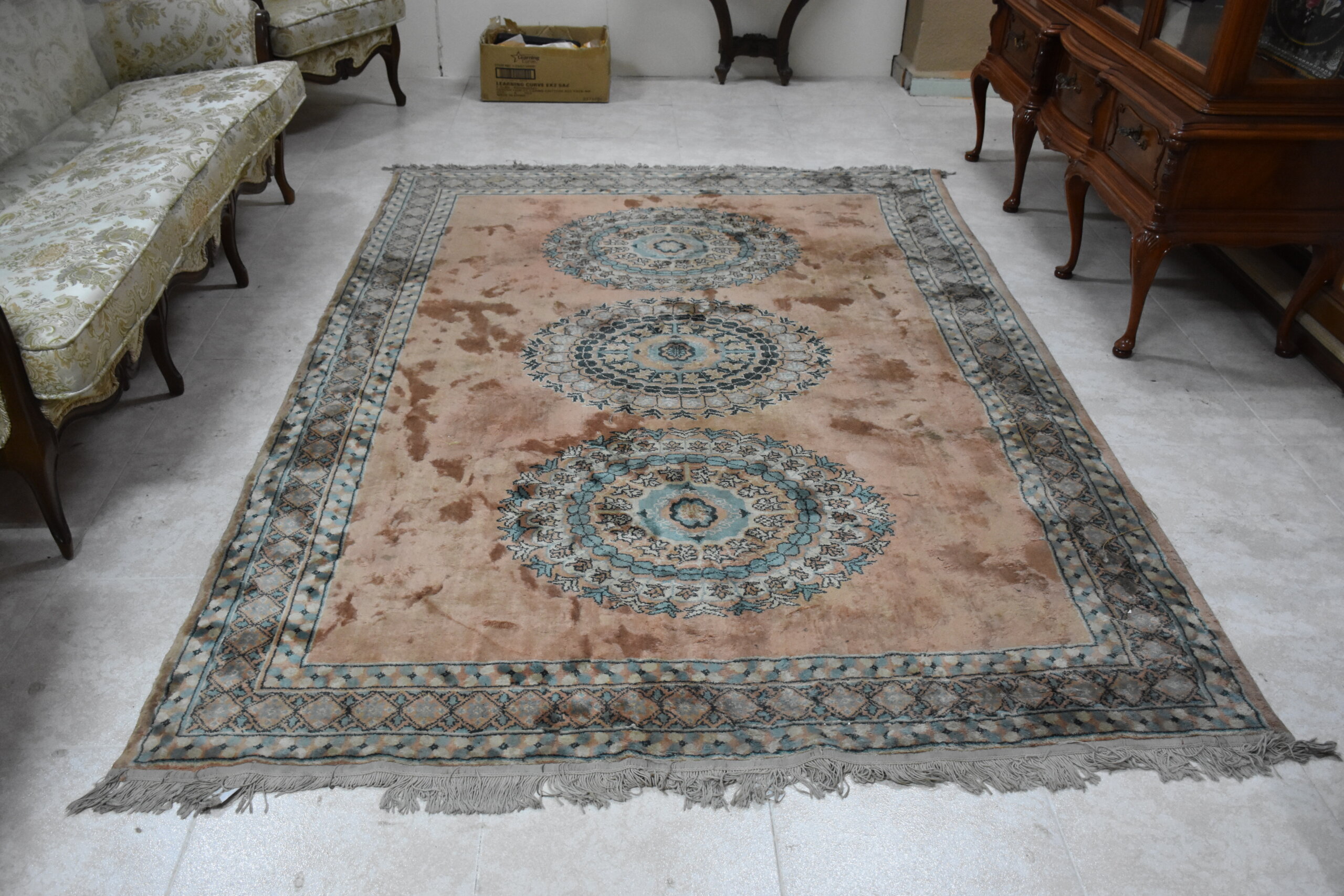 Alfombra antigua rosa 268 x 180 cm - Imagen 2