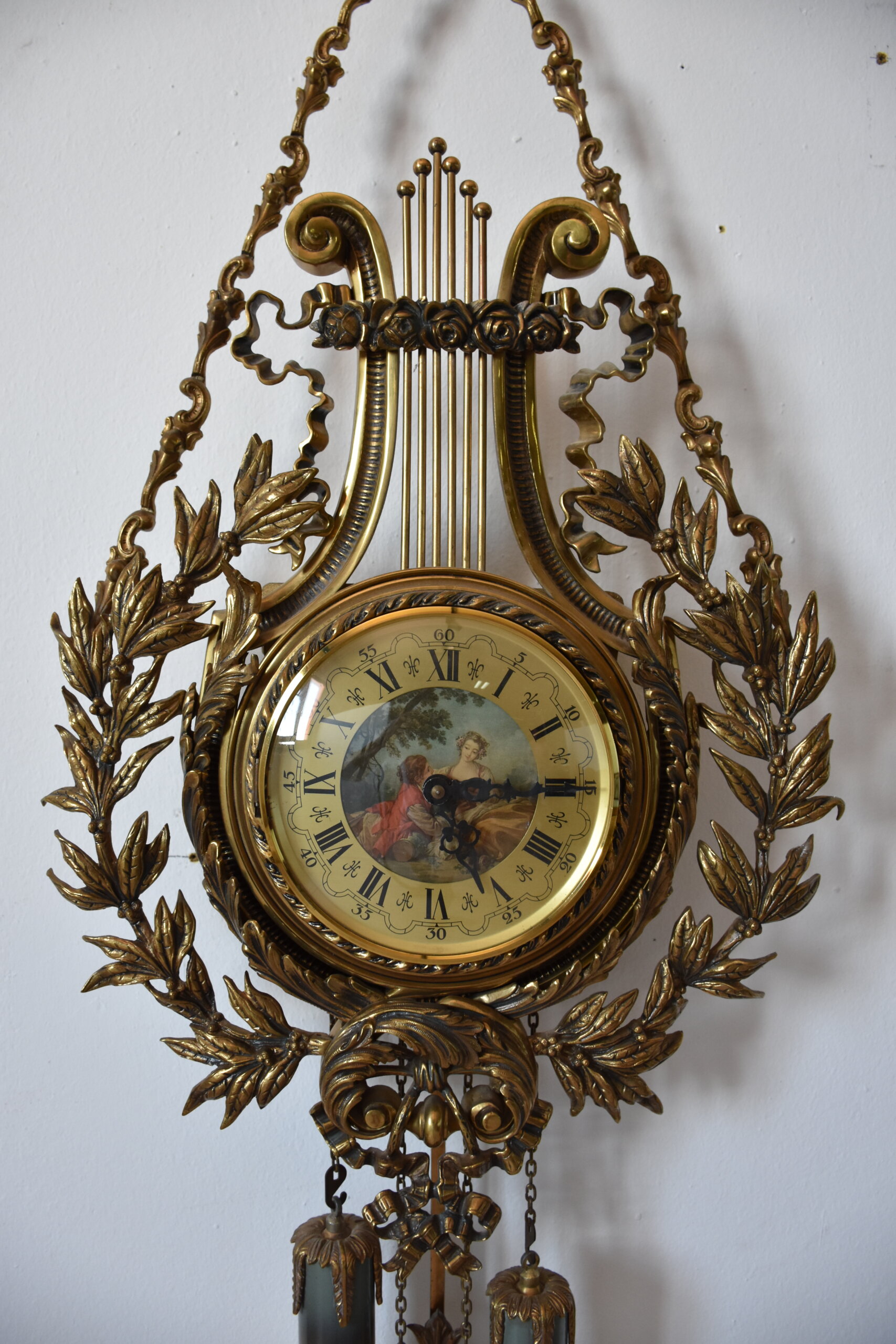 Reloj de pared Luis XVI bronce dorado - Imagen 4