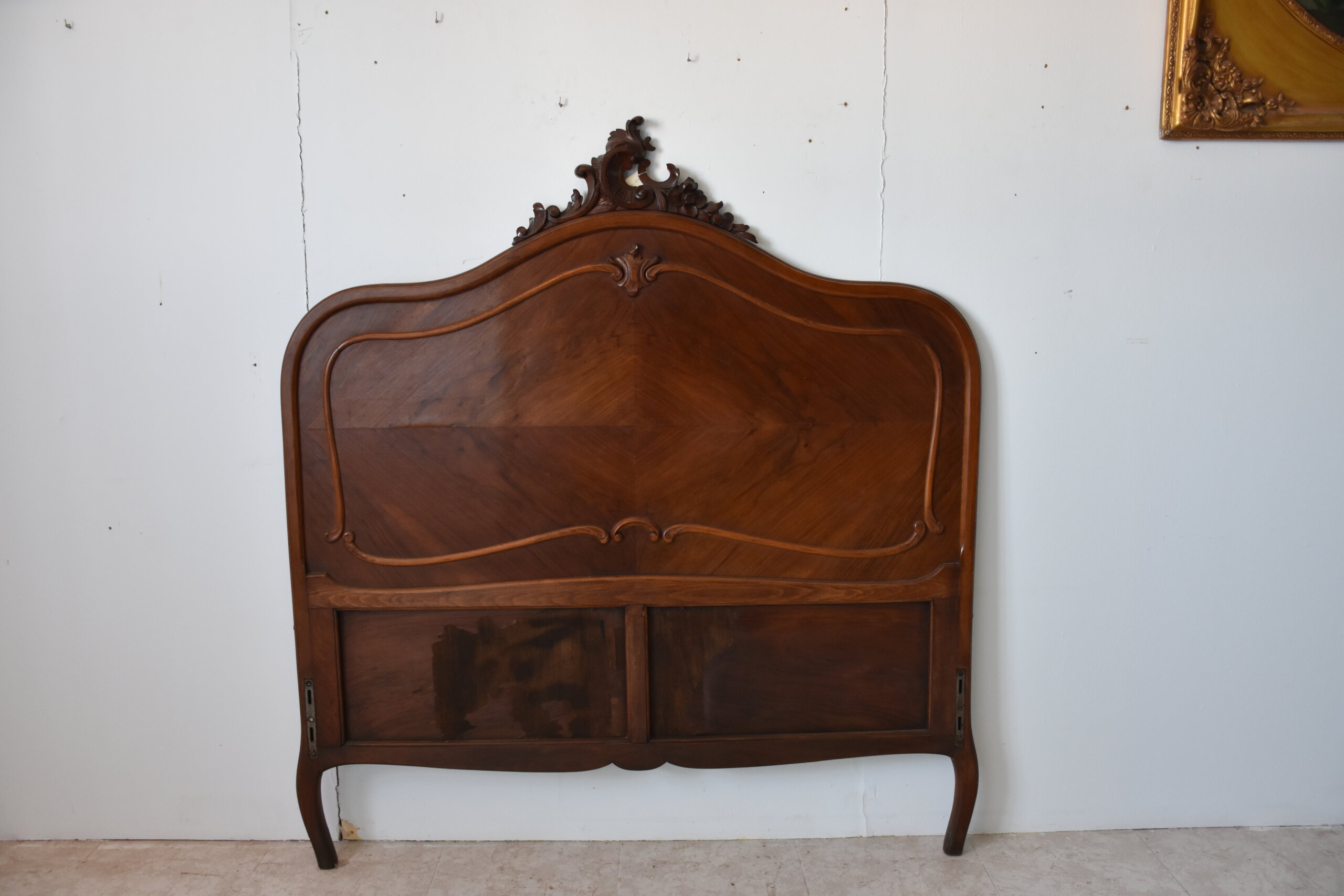 Cama antigua Luis XV madera palma de nogal - Imagen 4