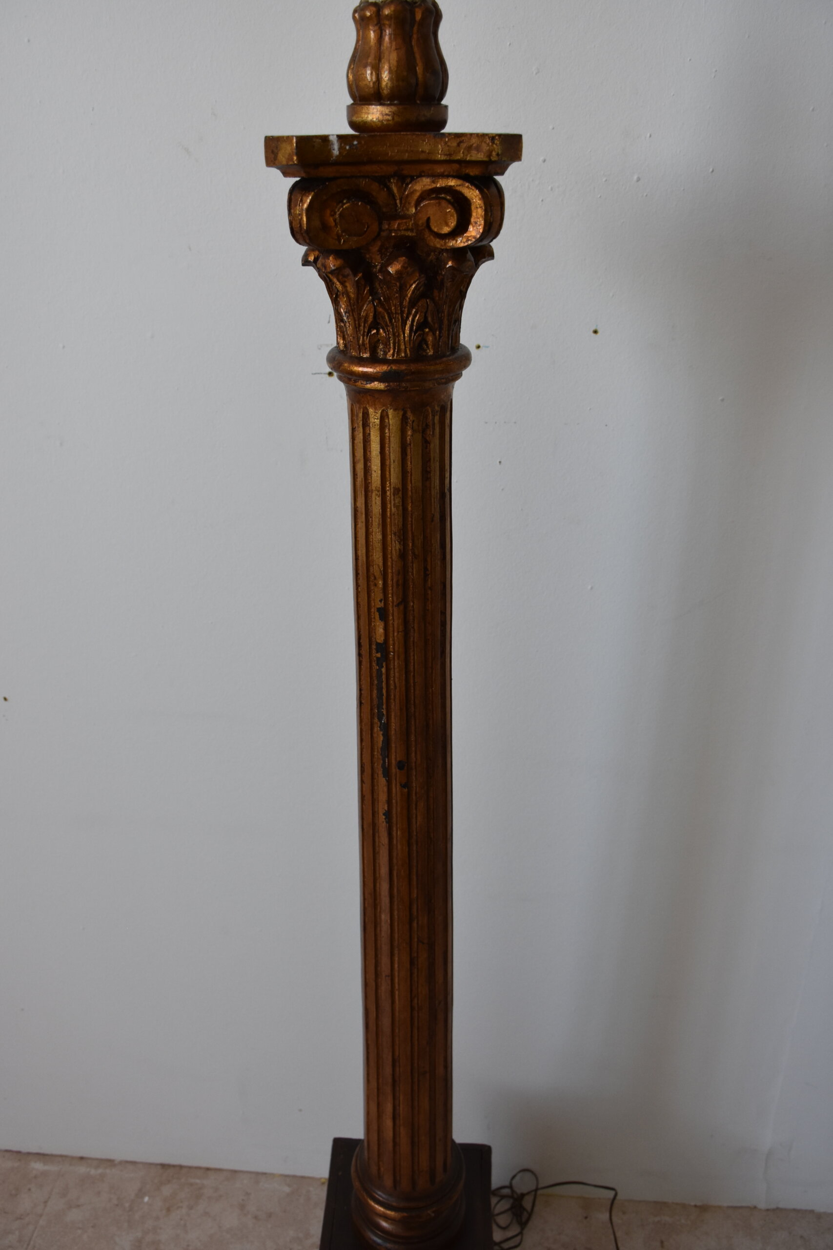Lámpara antigua de pie columna oro - Imagen 3