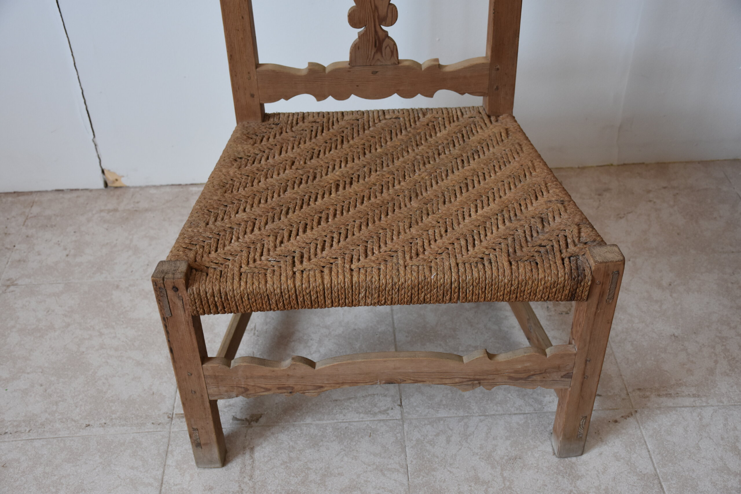 Silla rústica asiento cuerda trenzada - Imagen 3