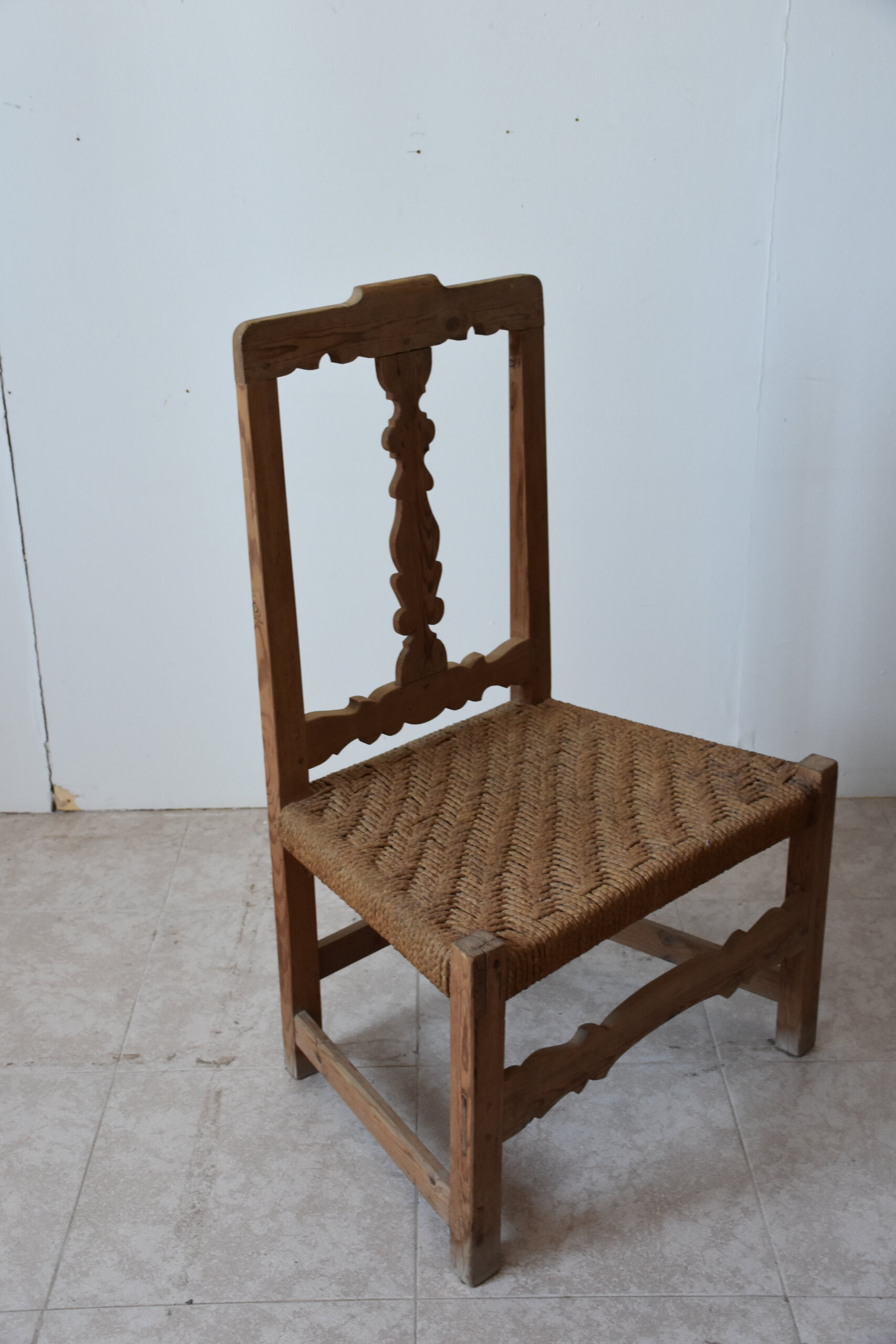 Silla rústica asiento cuerda trenzada - Imagen 4