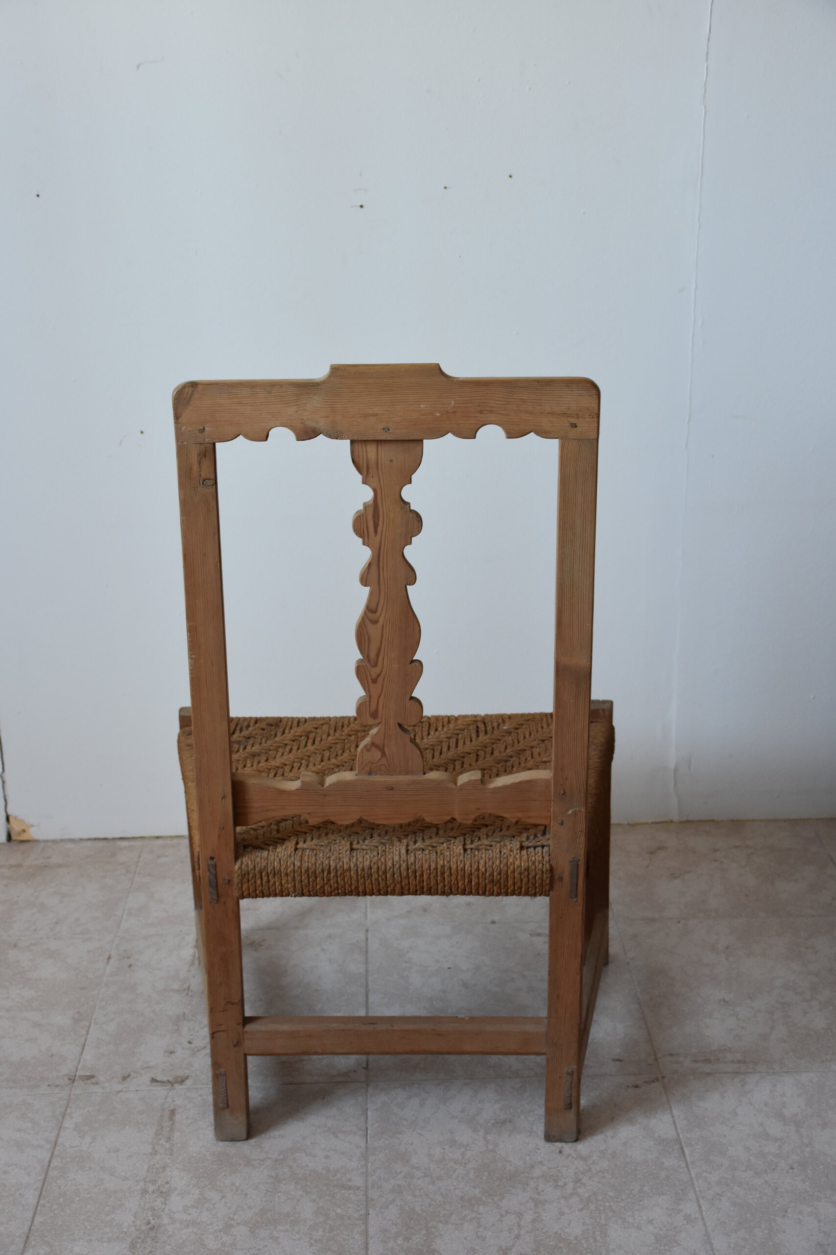 Silla rústica asiento cuerda trenzada - Imagen 5