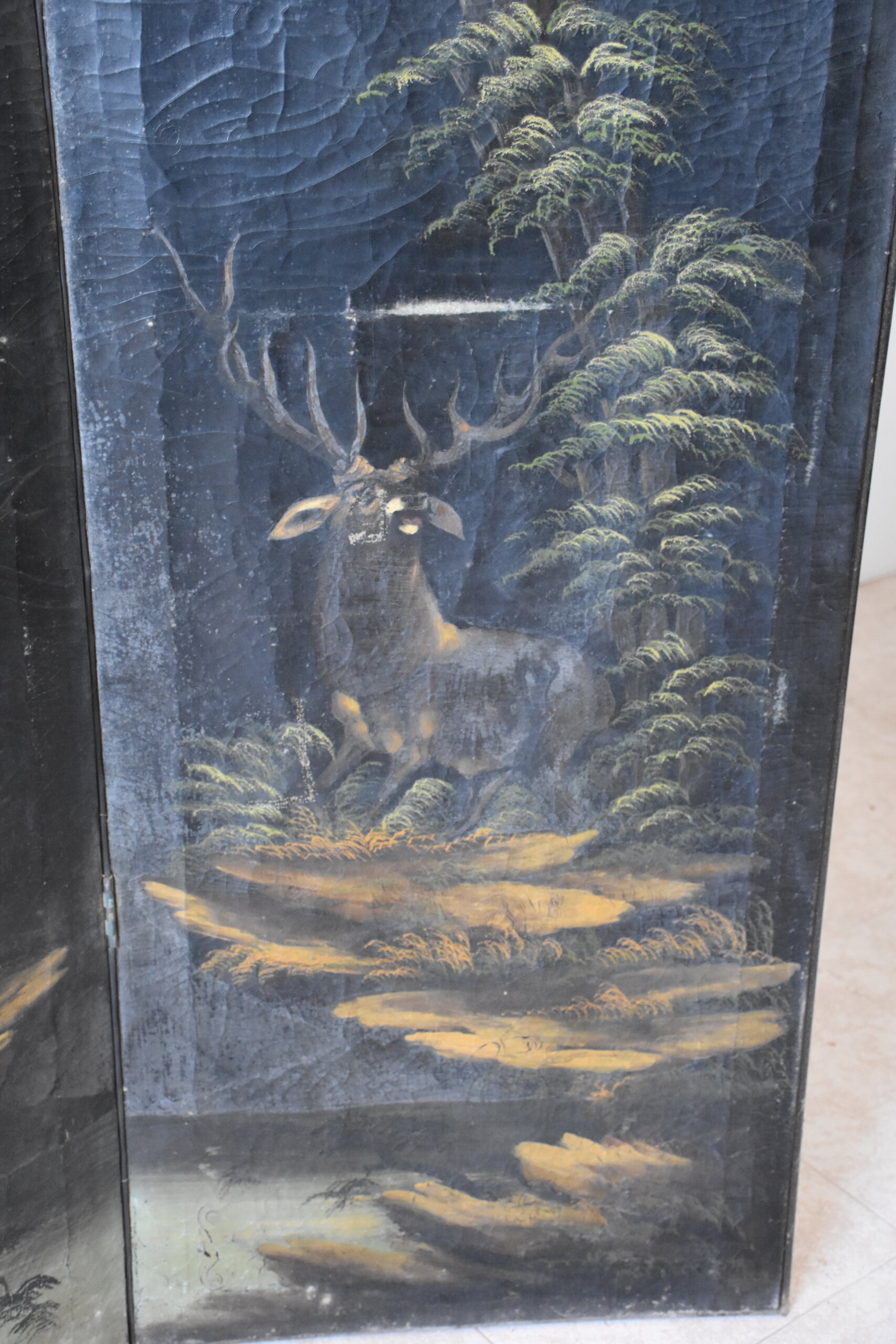 Biombo antiguo pintado al óleo - Imagen 9