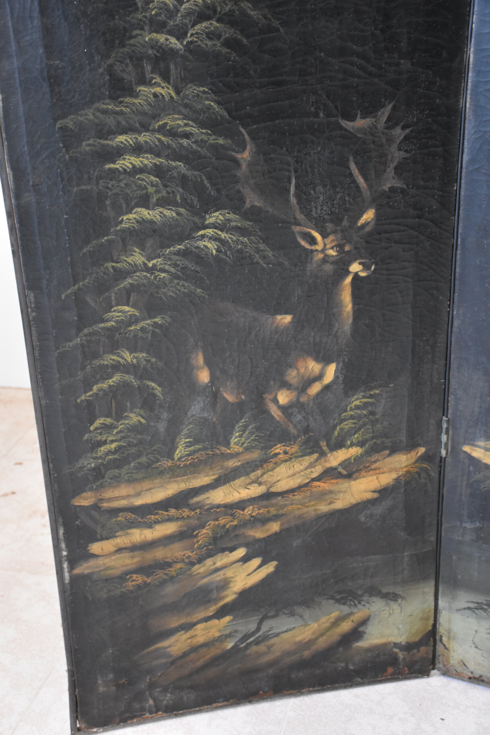Biombo antiguo pintado al óleo - Imagen 13