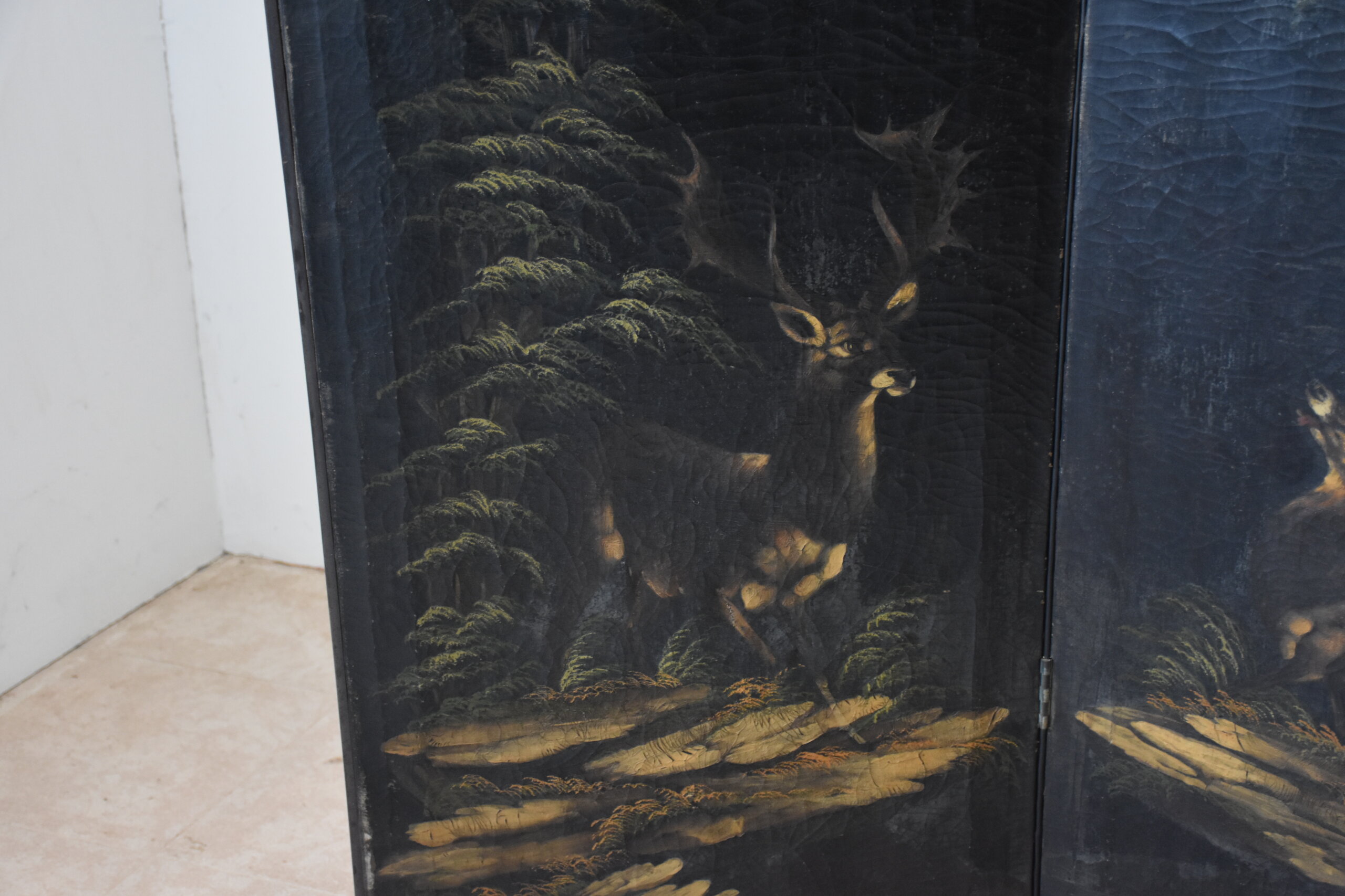 Biombo antiguo pintado al óleo - Imagen 15