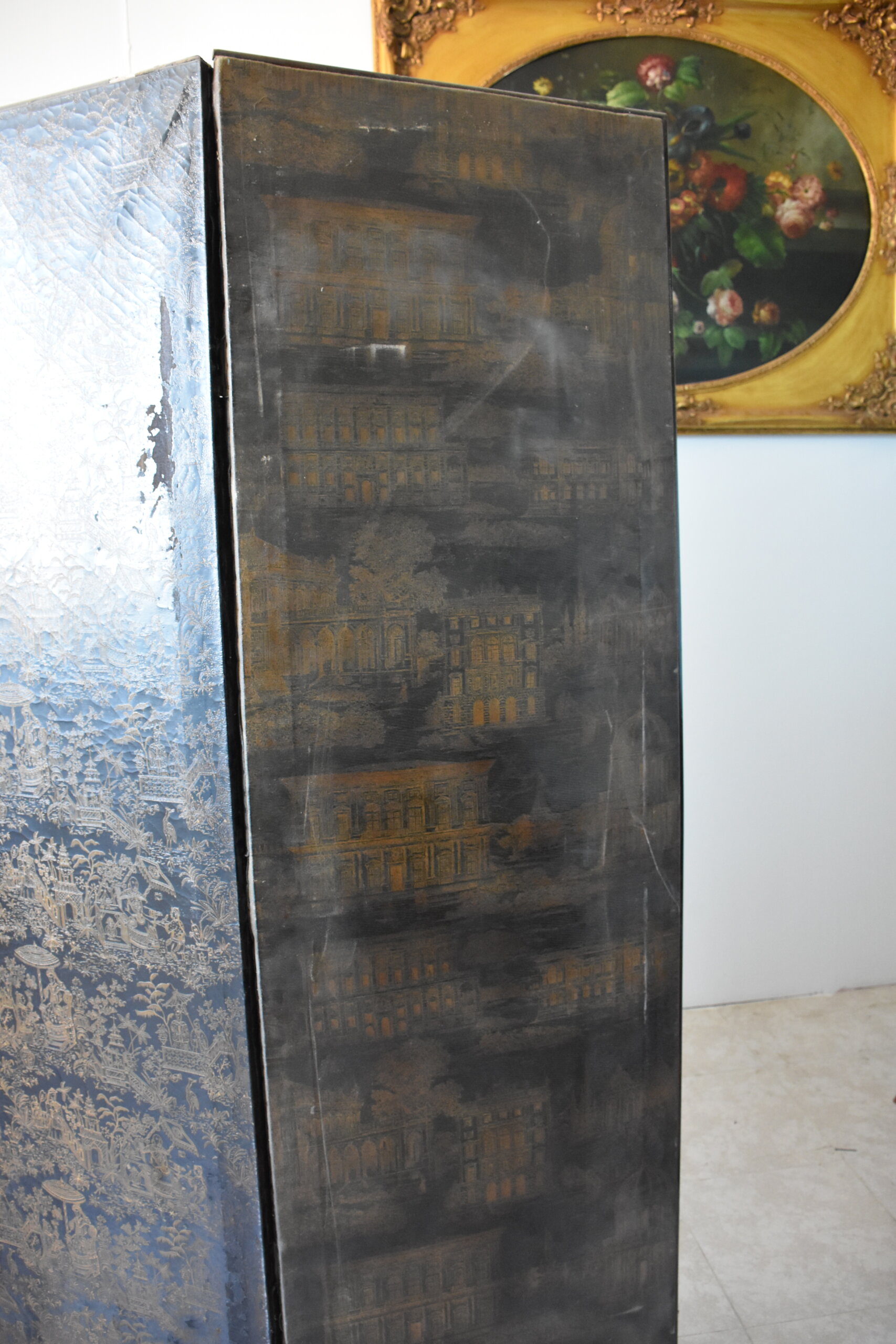 Biombo antiguo pintado al óleo - Imagen 29