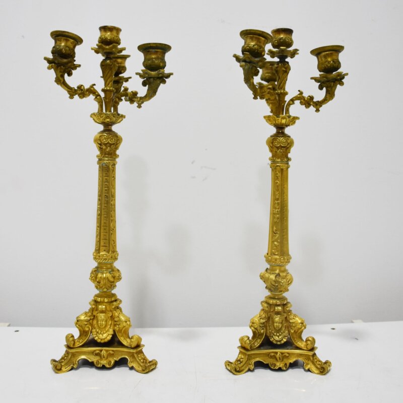 Candelabros bronce dorado 4 brazos