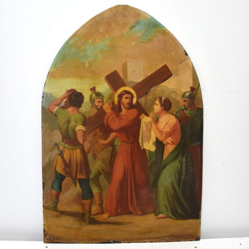 Óleo sobre metal Jesús y Santa Verónica