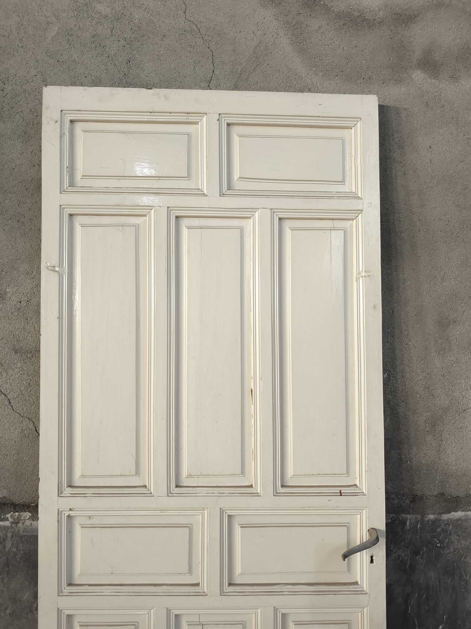 Pareja de puertas antiguas madera blanca cuarterones - Imagen 7