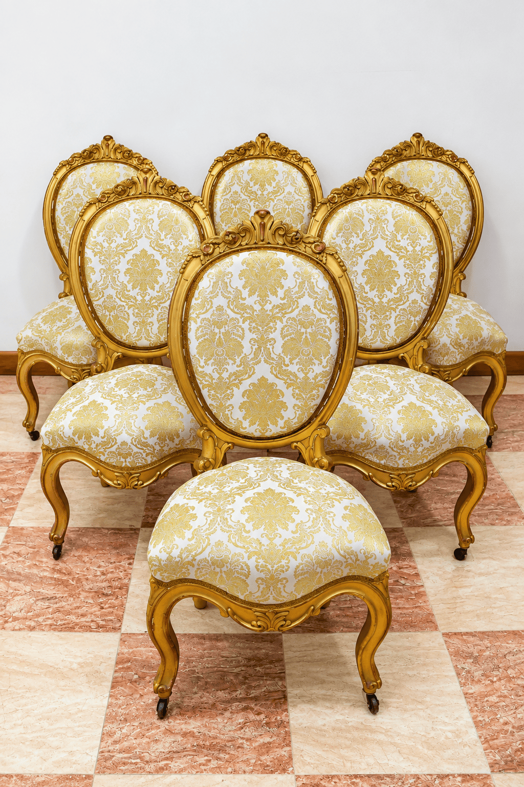 Conjunto 6 sillas Isabelinas pan de oro - Imagen 2