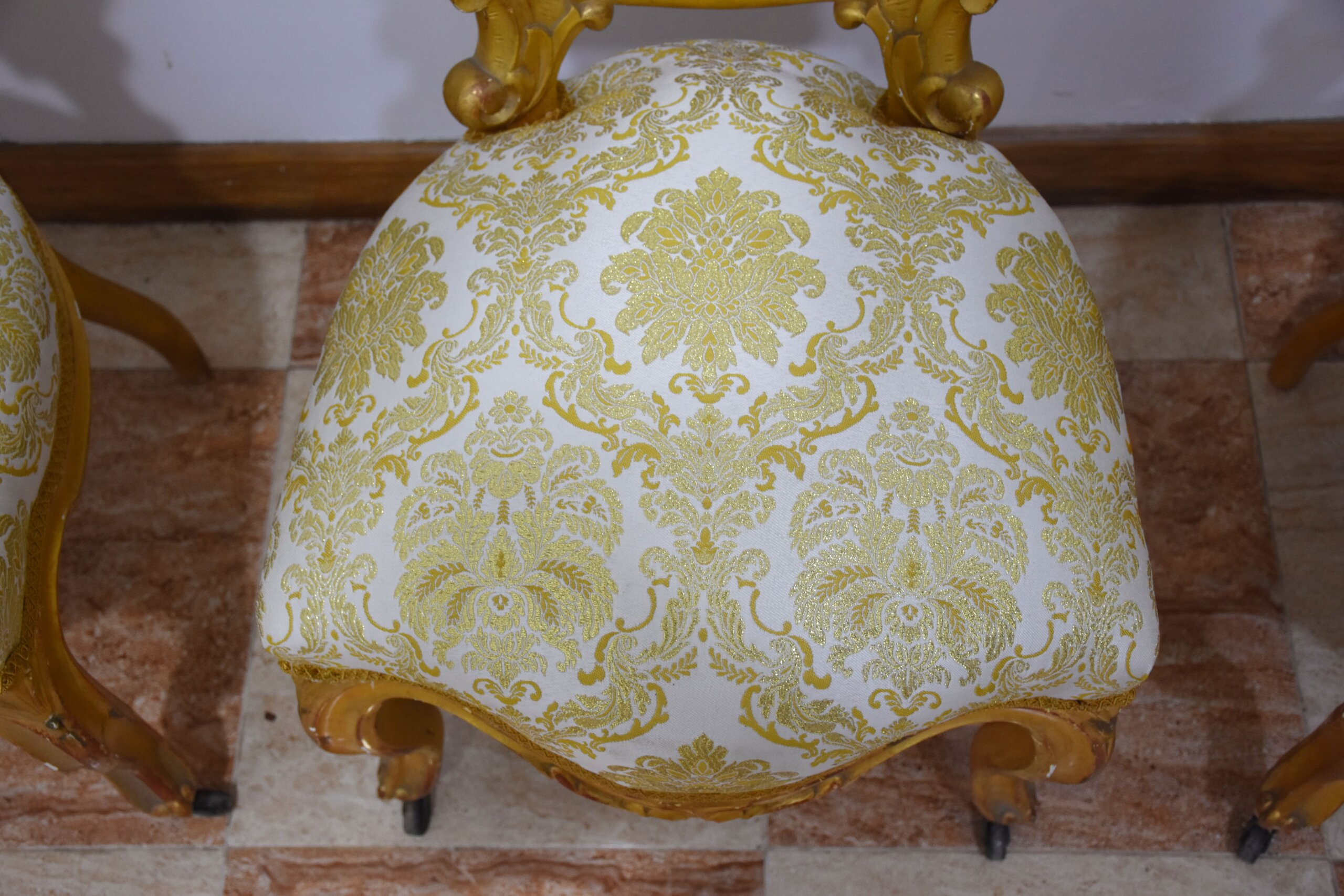 Conjunto 6 sillas Isabelinas pan de oro - Imagen 8