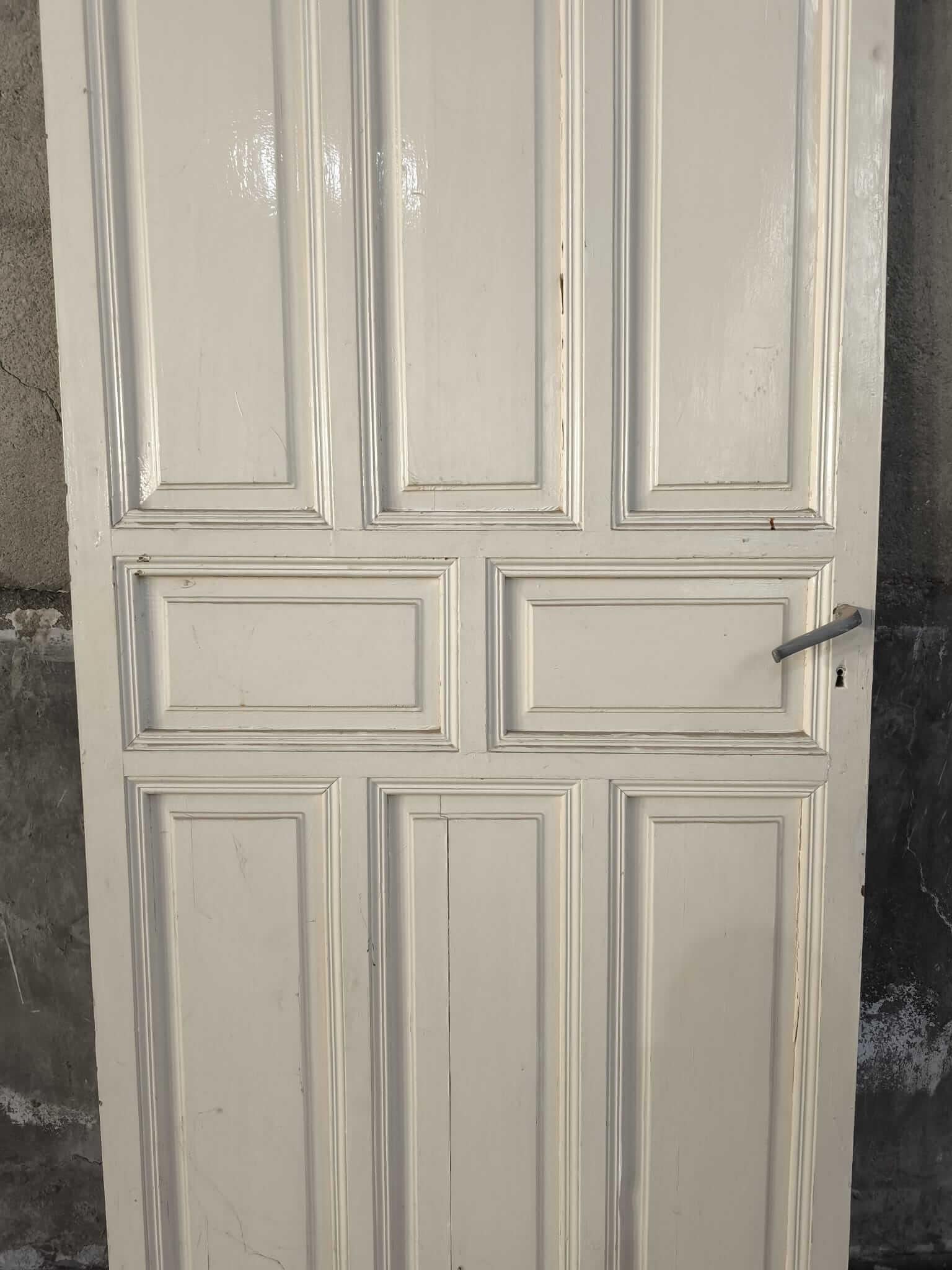 Pareja de puertas antiguas madera blanca cuarterones - Imagen 8