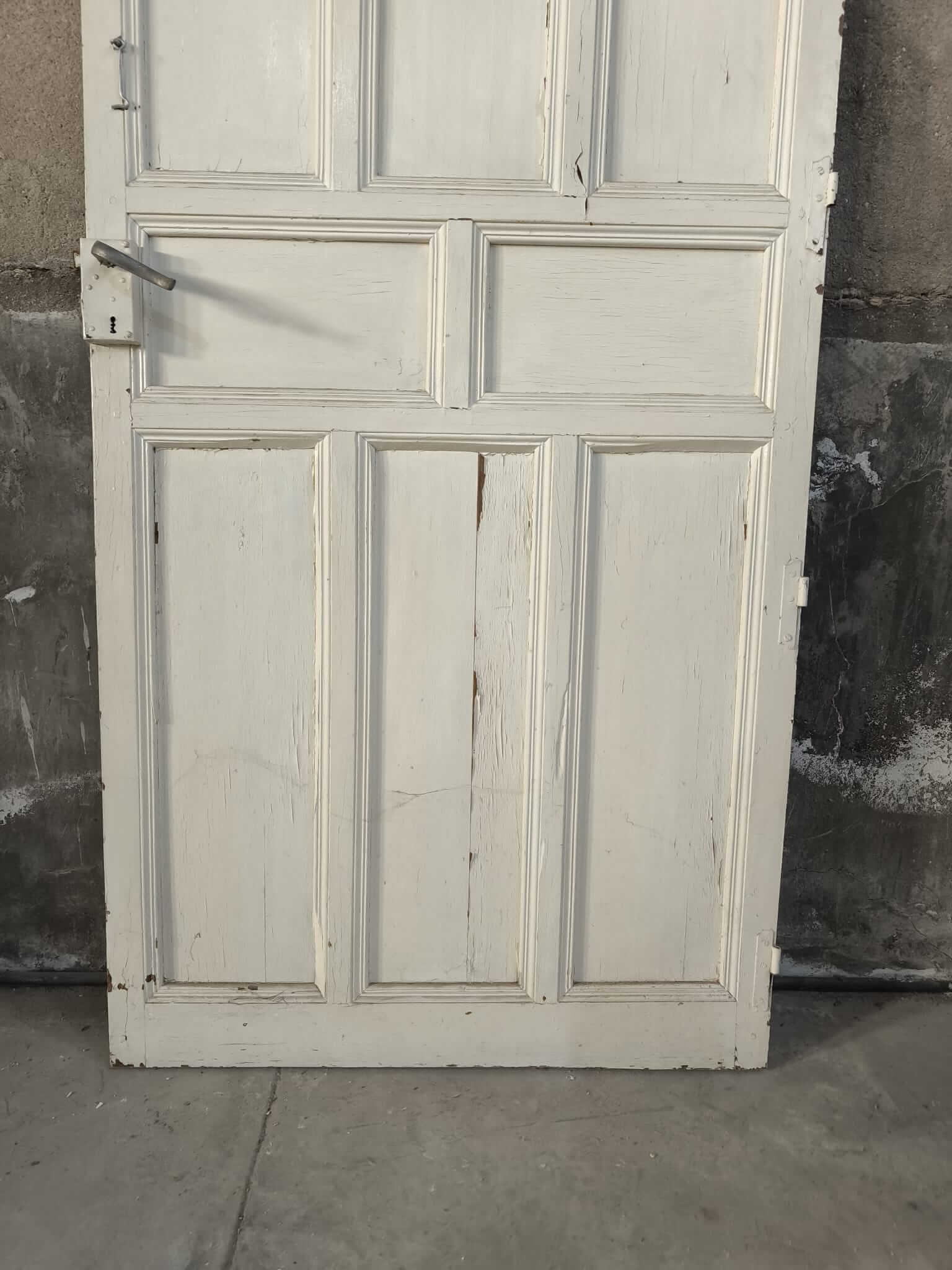 Pareja de puertas antiguas madera blanca cuarterones - Imagen 9