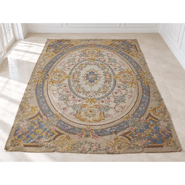 Gran alfombra rosa flores 347 x 256 cm