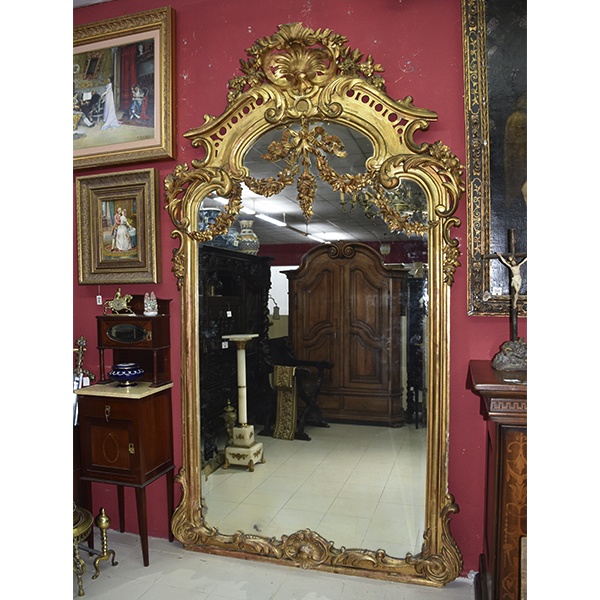Gran espejo antiguo S.XIX pan de oro
