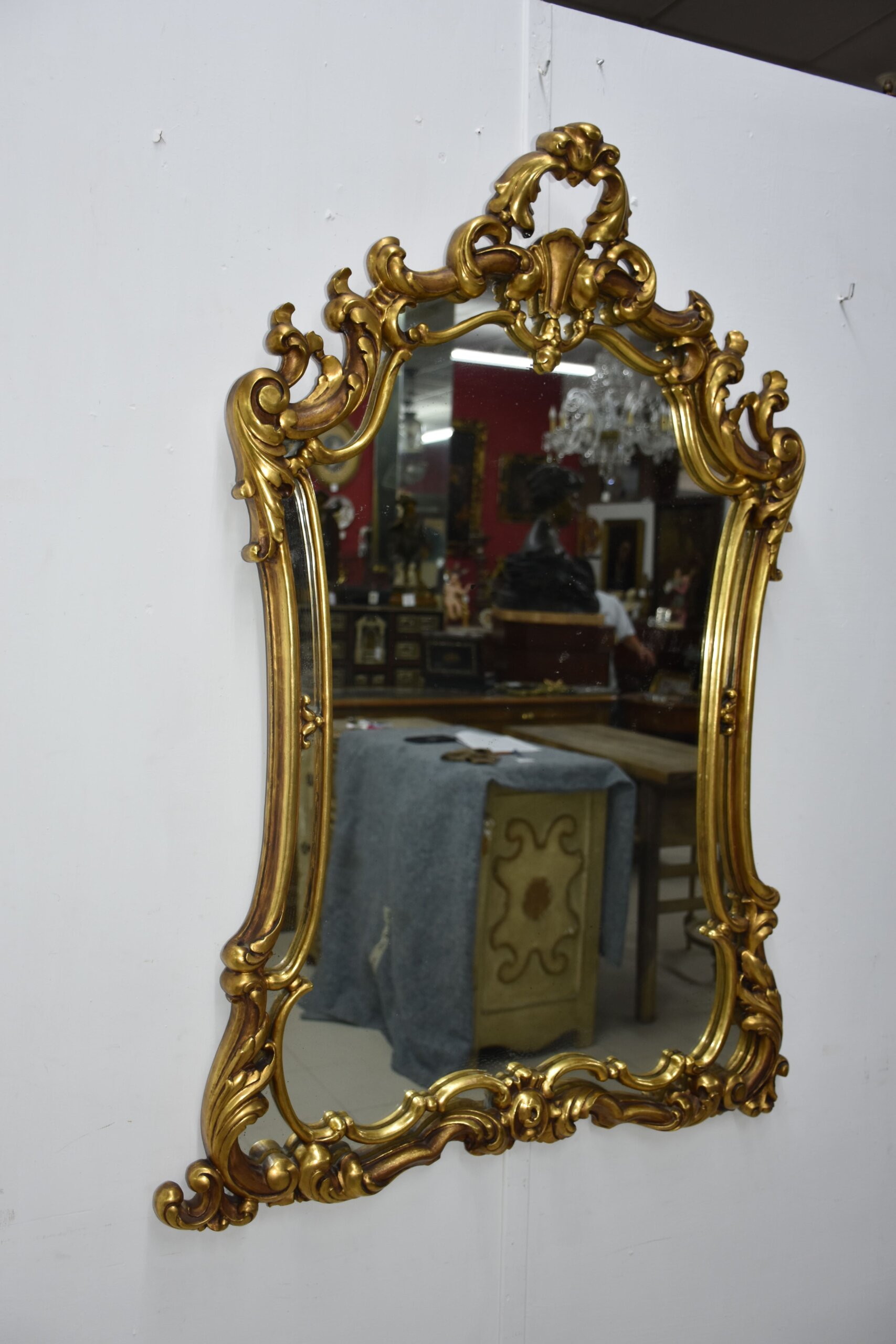 Espejo antiguo oro marco rococó - Imagen 2