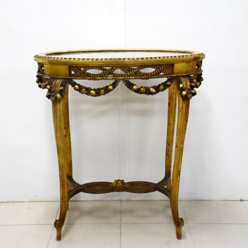 Mesita auxiliar Luis XVI o velador pan de oro