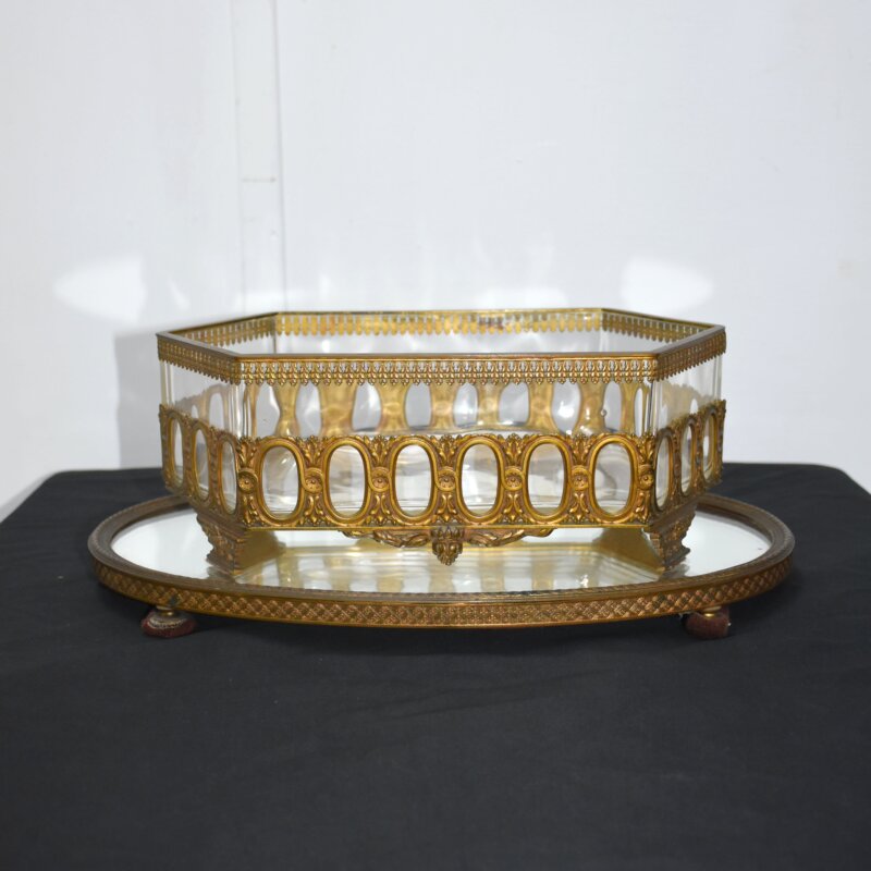 Centro de mesa con bandeja cristal y espejo