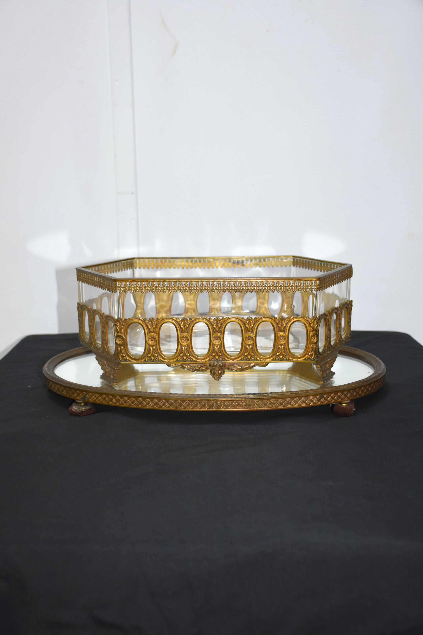 Centro de mesa con bandeja cristal y espejo